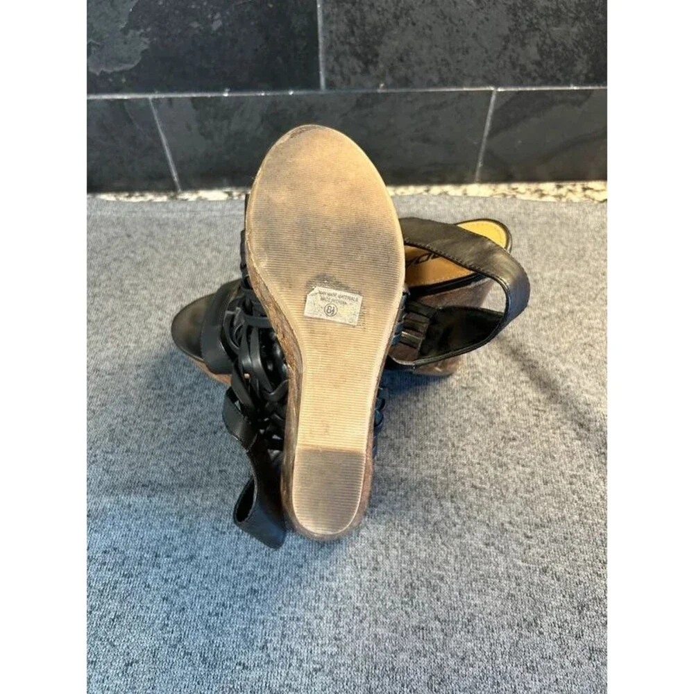 Soda Black Woven Platform Wedge Sandals Size 8.5